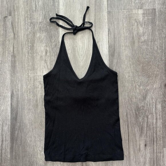 Black Ribbed Halter Top - Picture 2 of 3